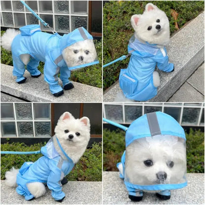 Full-Coverage Dog Raincoat with Hood and Boots