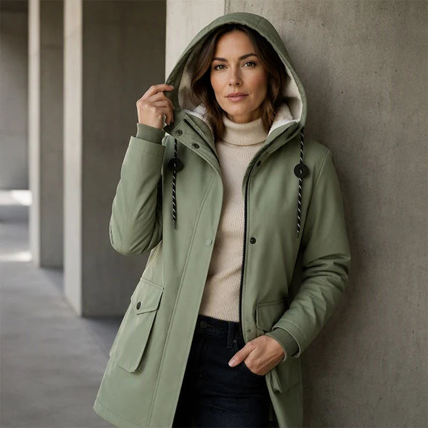 Women's Hooded Button-Front Parka Coat