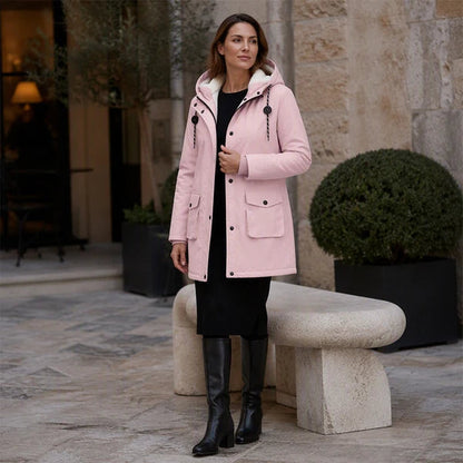 Women's Hooded Button-Front Parka Coat