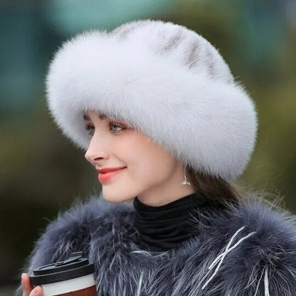 Women's Plush Faux Fur Hat with Rounded Crown