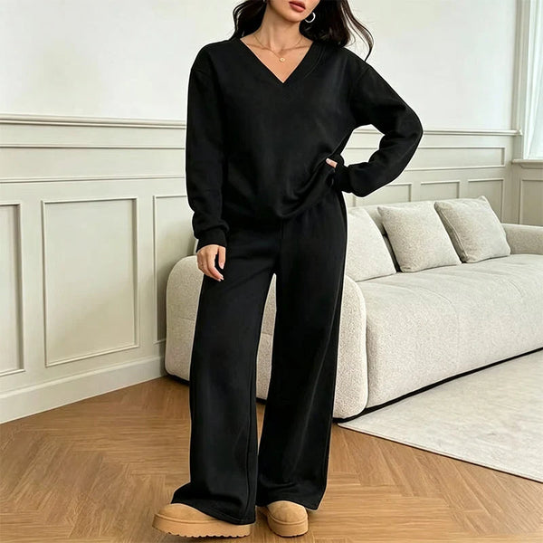 Women's Off-the-Shoulder Sweatshirt and Pants Set
