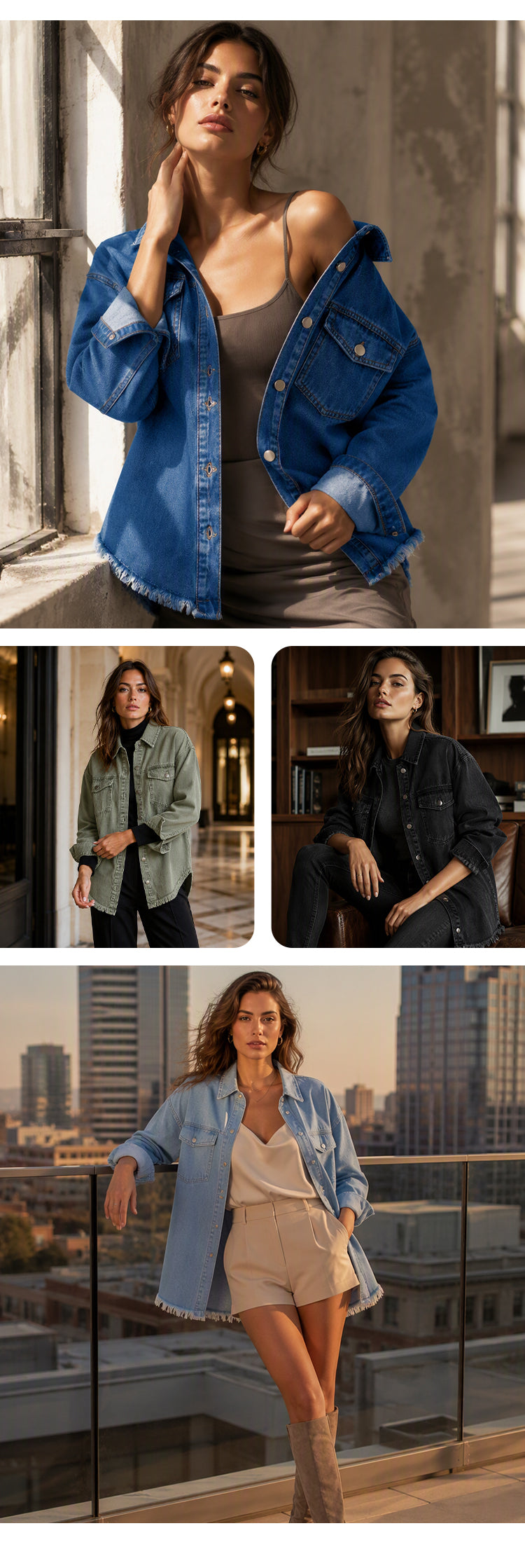 Women's Button-Front Jacket with Raw Hem
