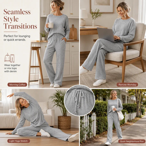 Women's Ribbed Two-Piece Lounge Set