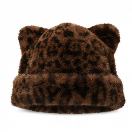 Women's Plush Bear-Ear Beanie Hat