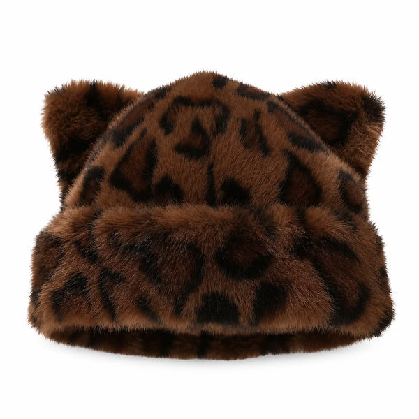 Women's Plush Bear-Ear Beanie Hat