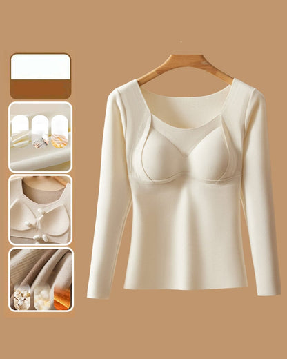Women's Long-Sleeve Top with Built-In Bra