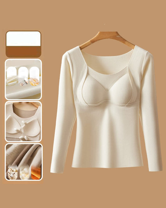 Women's Long-Sleeve Top with Built-In Bra