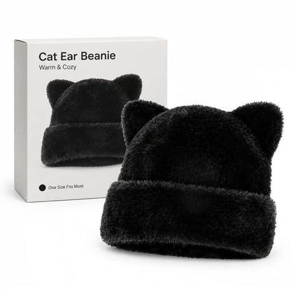 Women's Plush Bear-Ear Beanie Hat