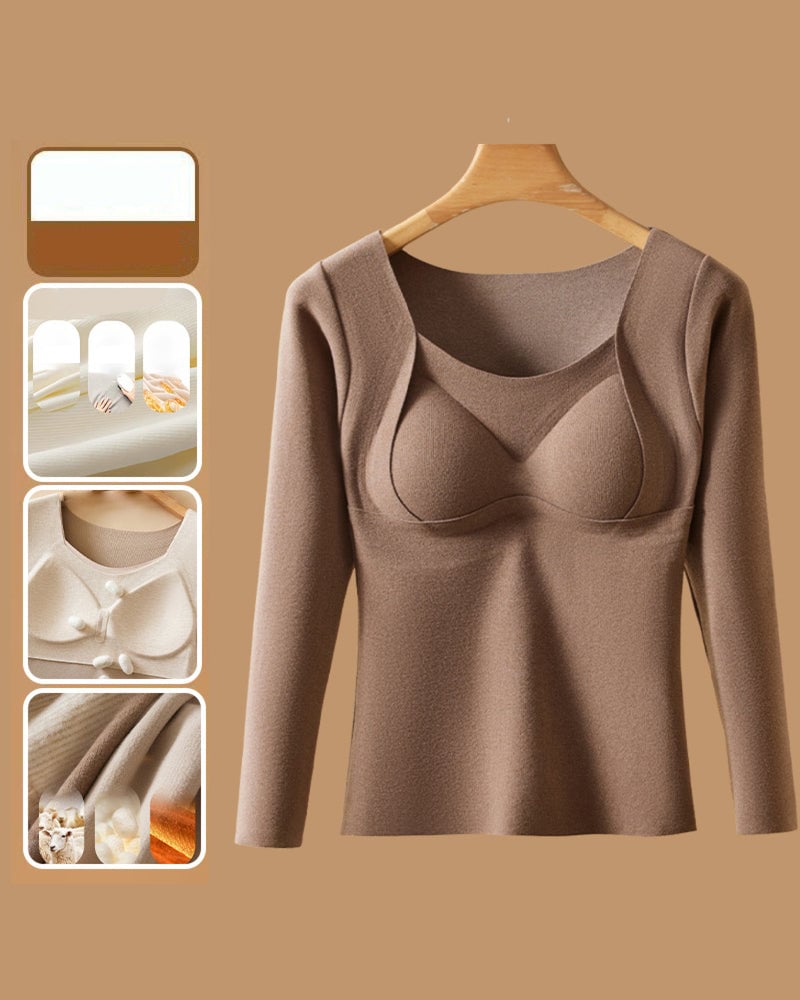 Women's Long-Sleeve Top with Built-In Bra