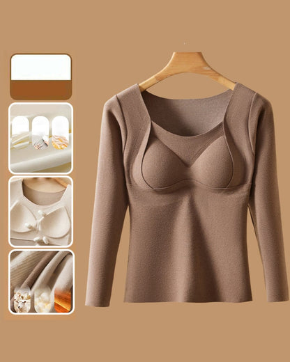 Women's Long-Sleeve Top with Built-In Bra