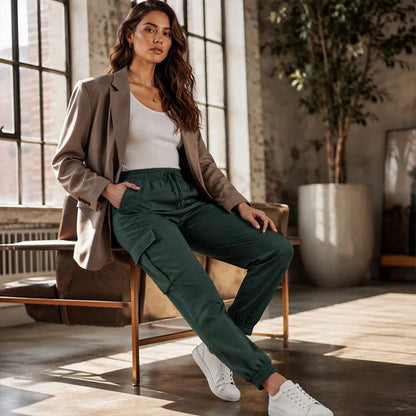 Women's Drawstring Waist Cargo Pants