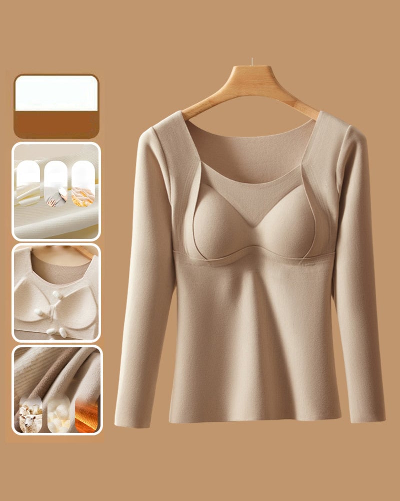 Women's Long-Sleeve Top with Built-In Bra