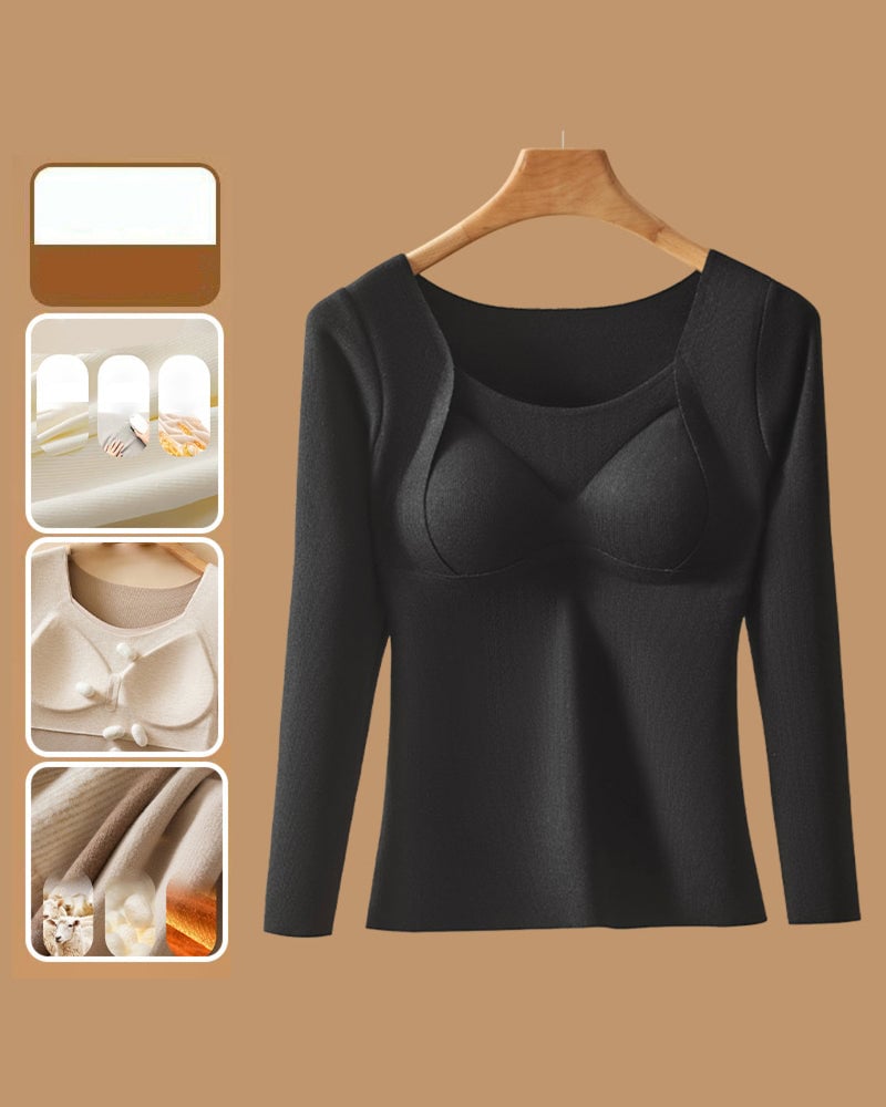 Women's Long-Sleeve Top with Built-In Bra