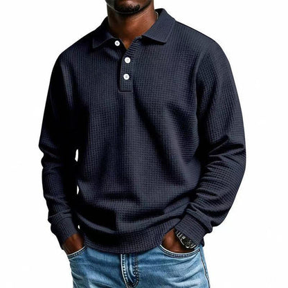Men's Waffle Texture Collared Polo Shirt
