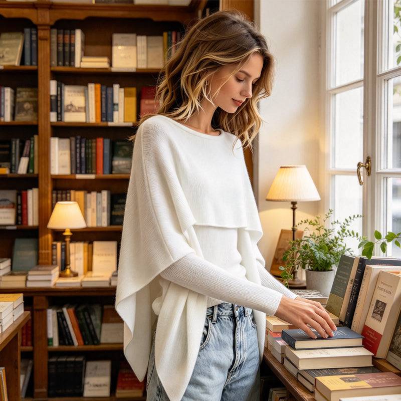 Women's Draped Overlay Knit Top
