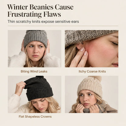 Women's Plush Bear-Ear Beanie Hat