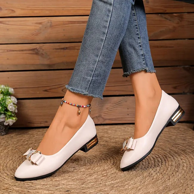 Women's Pointed-Toe Flats with Bow Detail