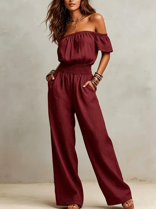 Women's Off-Shoulder Wide-Leg Jumpsuit