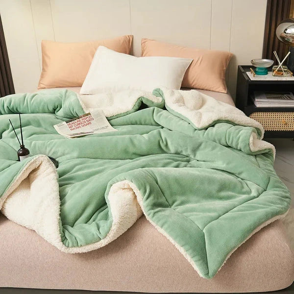 Double-Layer Plush Blanket with Fleece Lining