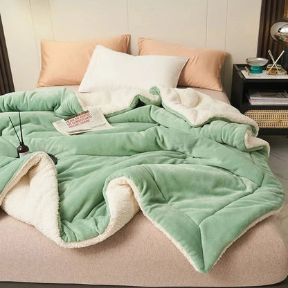 Double-Layer Plush Blanket with Fleece Lining