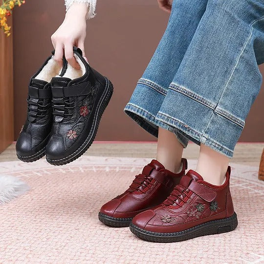 Women's Floral Embroidered Lace-Up Shoes