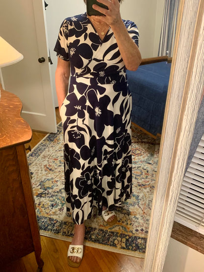 Women's Floral V-Neck Wrap Maxi Dress
