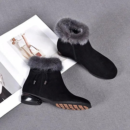 Women's Ankle Boots with Faux Fur Trim