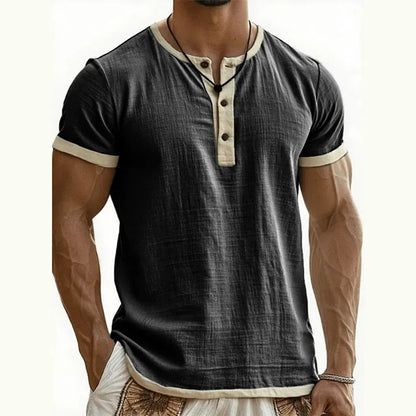 Men's Contrast-Trim Henley Shirt