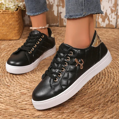 Quilted Lace-Up Casual Sneakers