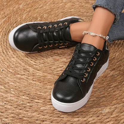Quilted Lace-Up Casual Sneakers