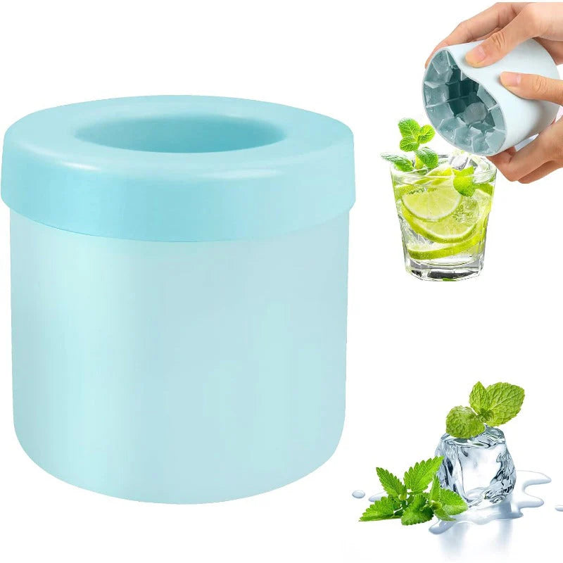 2-in-1 Silicone Ice Cube Maker & Ice Storage Bucket