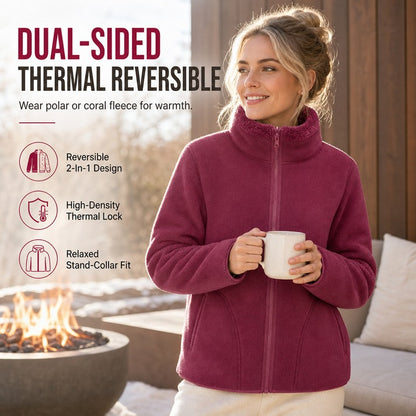 Unisex Reversible Zip-Up Jacket with Stand Collar