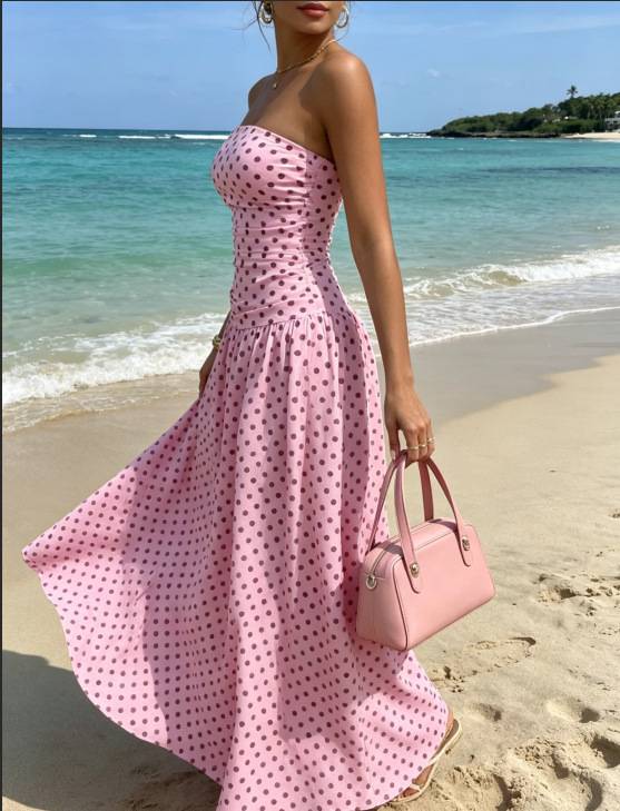 Women’s Strapless Polka Dot Dress