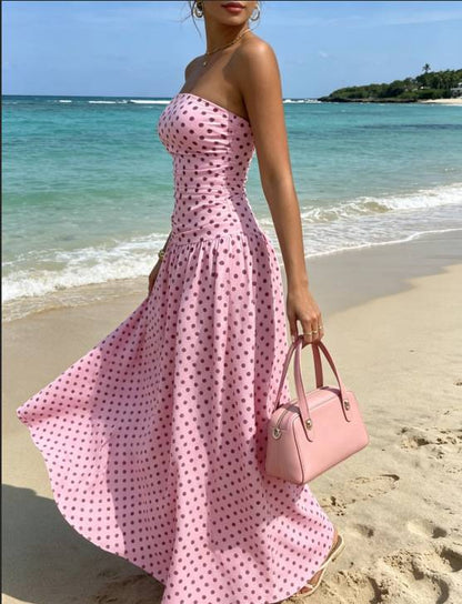 Women’s Strapless Polka Dot Dress