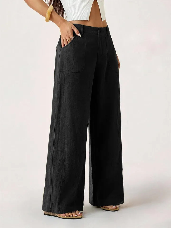 Women’s Wide-Leg Linen-Look Palazzo Pants