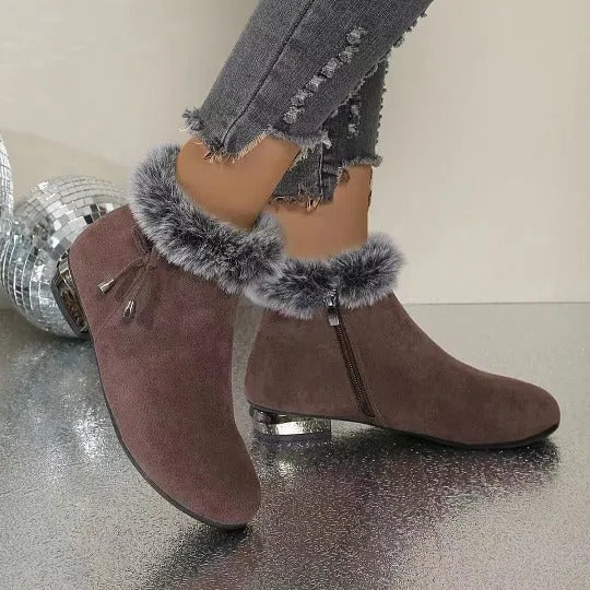 Women's Ankle Boots with Faux Fur Trim