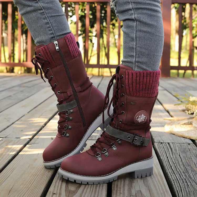Women's Lace-Up Buckle Boots
