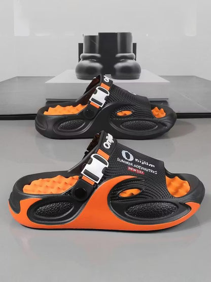 Men’s Textured Thick-Sole Slide Sandals