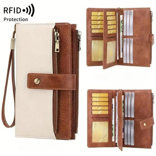 Women's Long Zip-Around Wallet With Wrist Strap