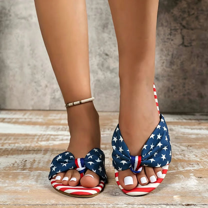 Women's Knotted Printed Flat Slide Sandals