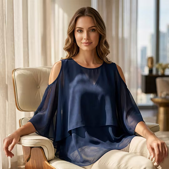 Women's Layered Cold-Shoulder Blouse
