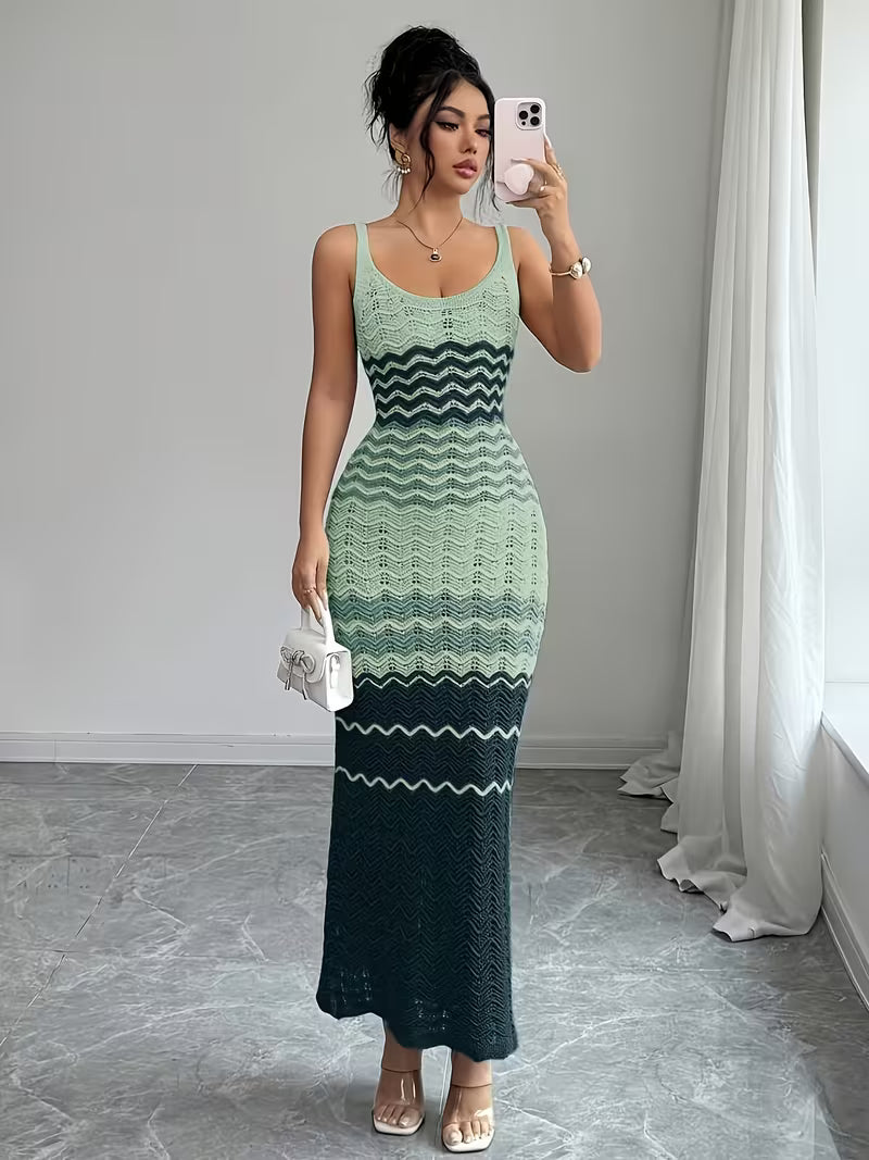 Women's Crochet Knit Sleeveless Maxi Dress