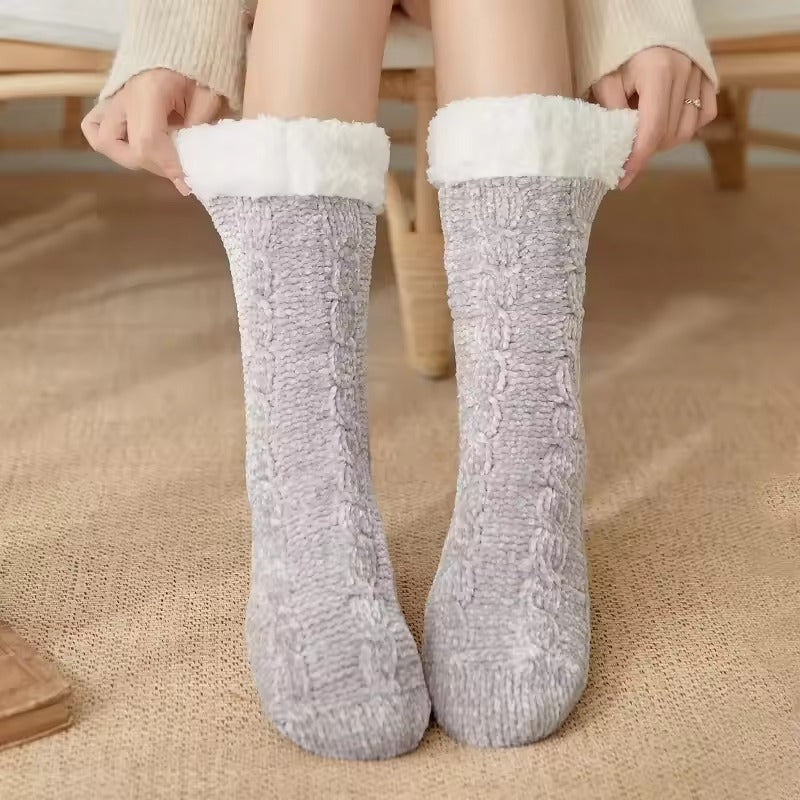 Unisex Knit Slipper Socks with Fold-Over Cuffs