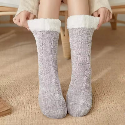 Unisex Knit Slipper Socks with Fold-Over Cuffs