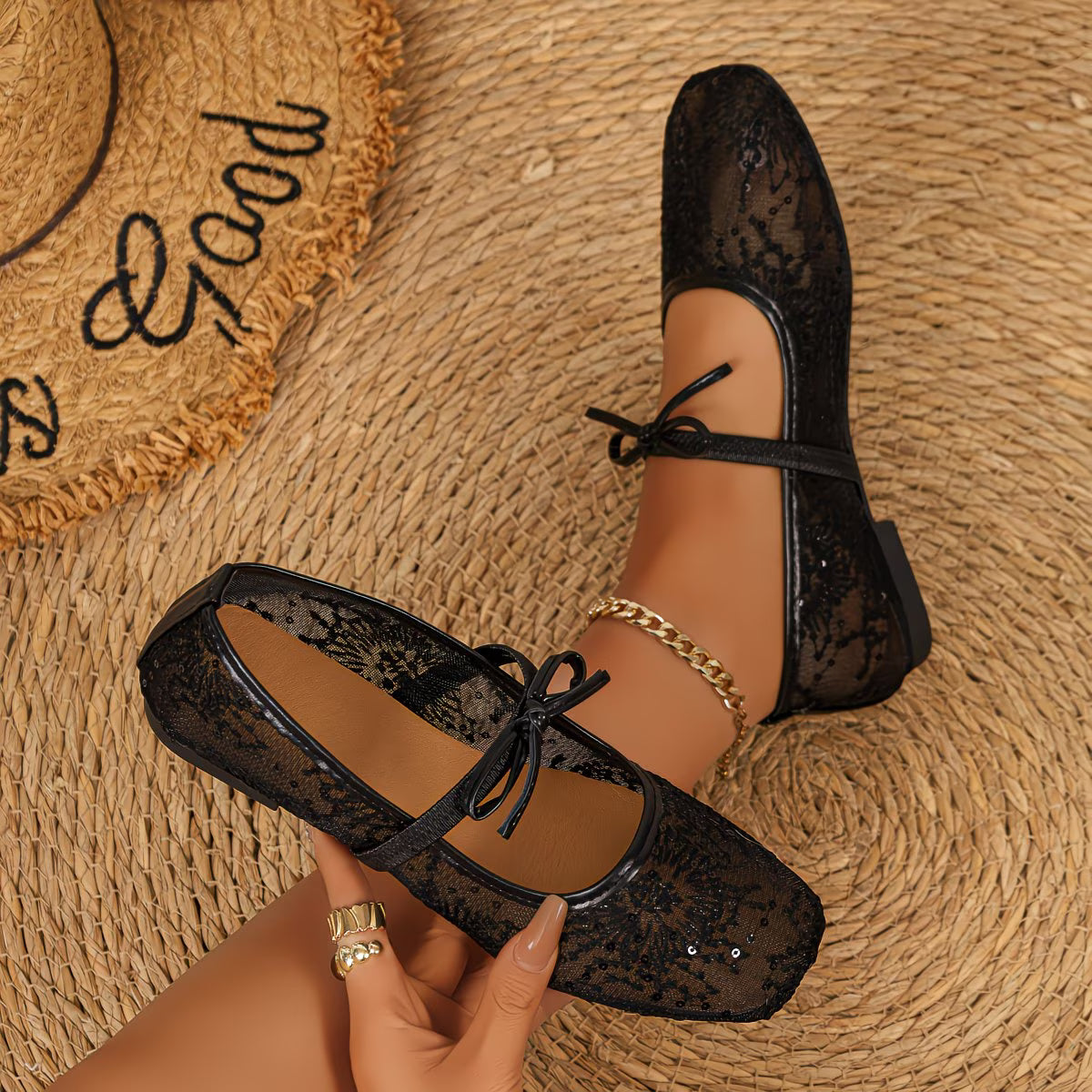 Women's Lace Mary Jane Flats