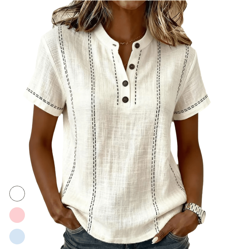 Casual Button V-Neck Blouse