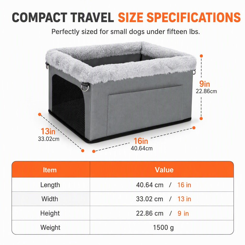 Pet Car Travel Bed with Raised Sides