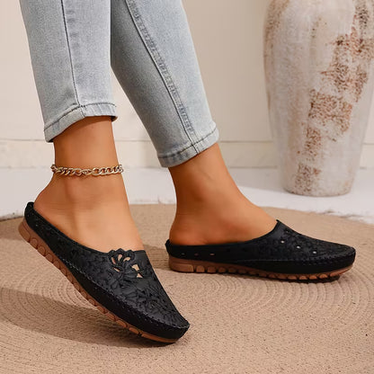 Women's Floral Cut-Out Mule Flats