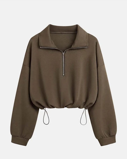 Quarter-Zip Drawstring Hem Sweatshirt