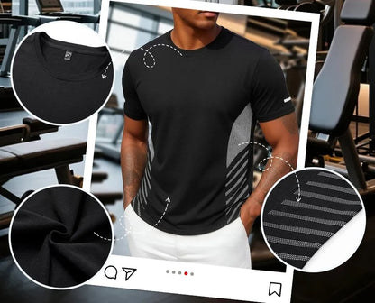 Men's Athletic T-Shirt with Geometric Side Details